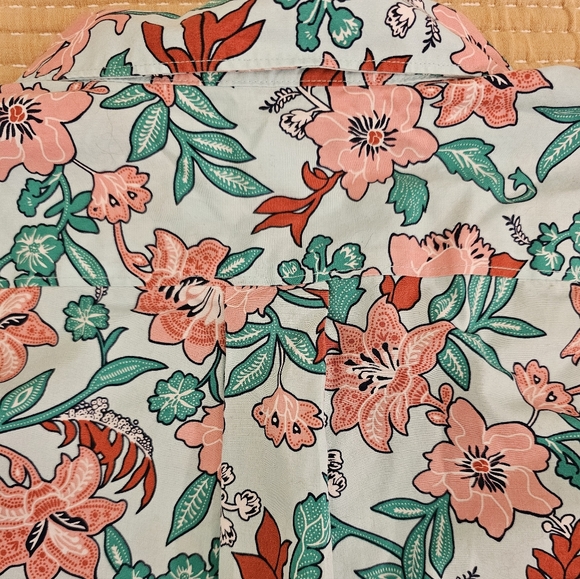 Lands' End Floral No Iron Supima 100% Cotton Lightweight 3/4 Sleeve Tunic W's 16 - Picture 9 of 15